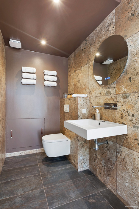 Bathroom · compact material confidence