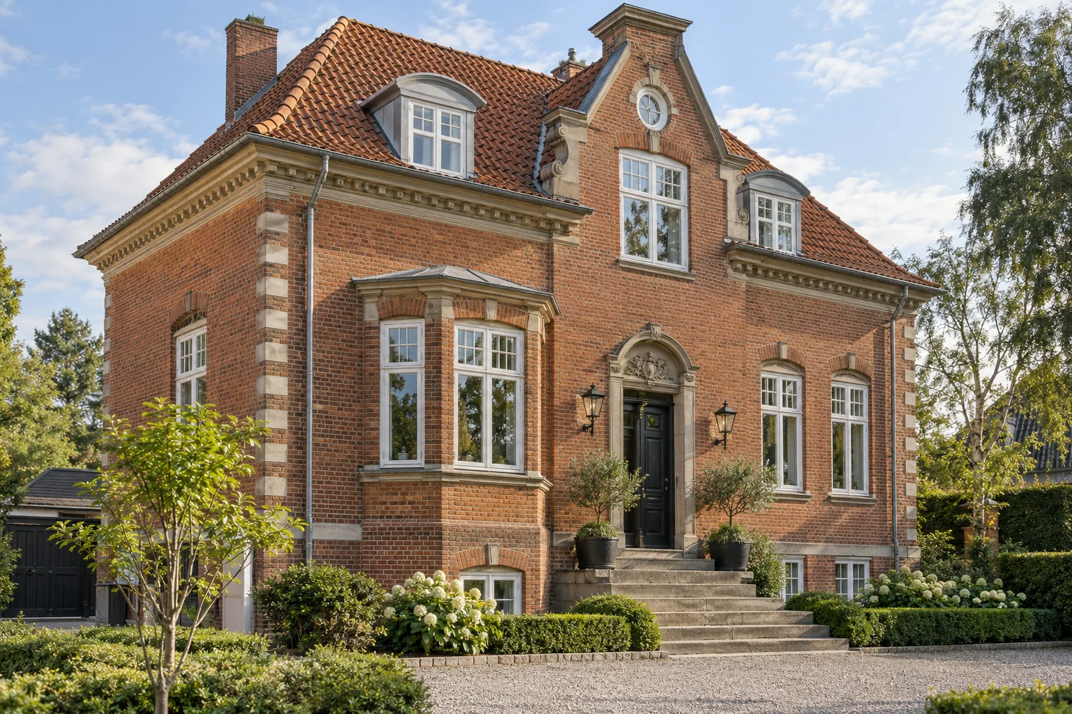 Patriciervilla med klassiske krydspostvinduer — aidoits visualisering
