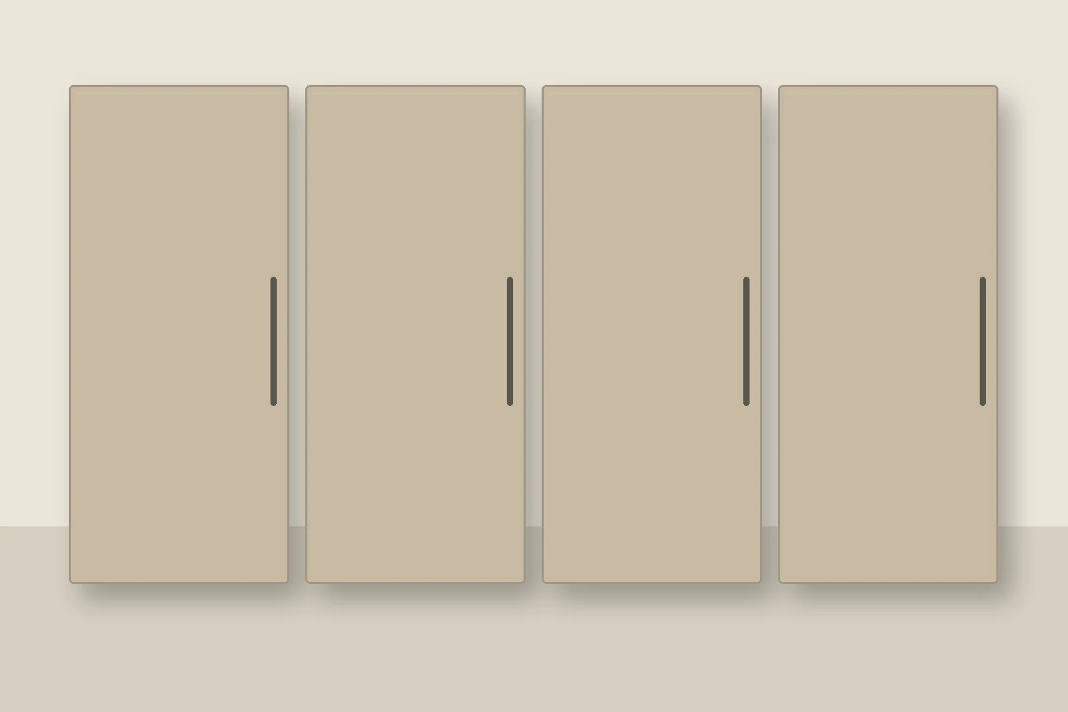 Køkken eksempel 1: L-køkken. Epoq Trend, Beige. Vejledende AI-visualisering.