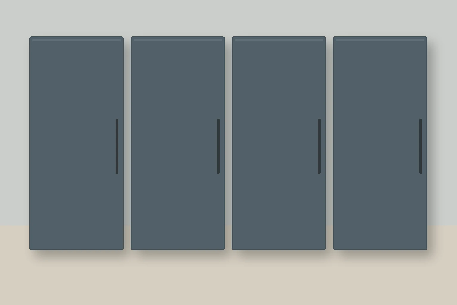 Køkken eksempel 1: L-køkken. Epoq Trend, Blue Grey. Vejledende AI-visualisering.