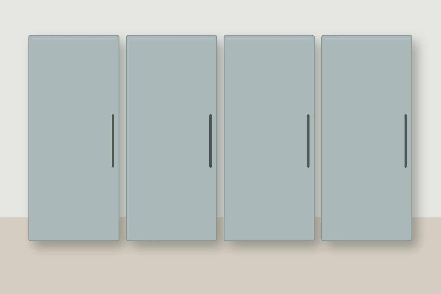 Køkken eksempel 1: L-køkken. Epoq Trend, Hazy Blue. Vejledende AI-visualisering.
