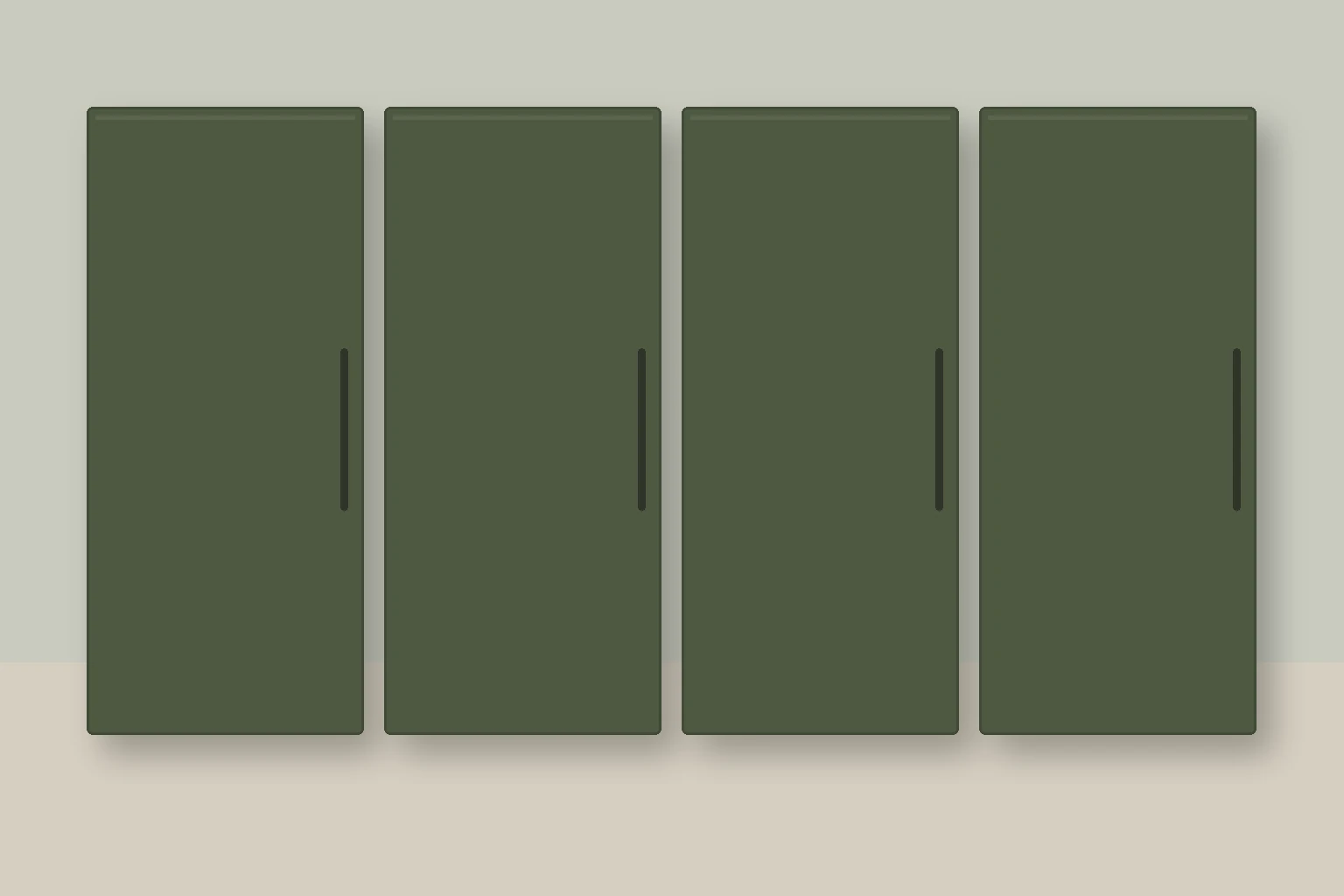Køkken eksempel 1: L-køkken. Epoq Trend, Moss Green. Vejledende AI-visualisering.
