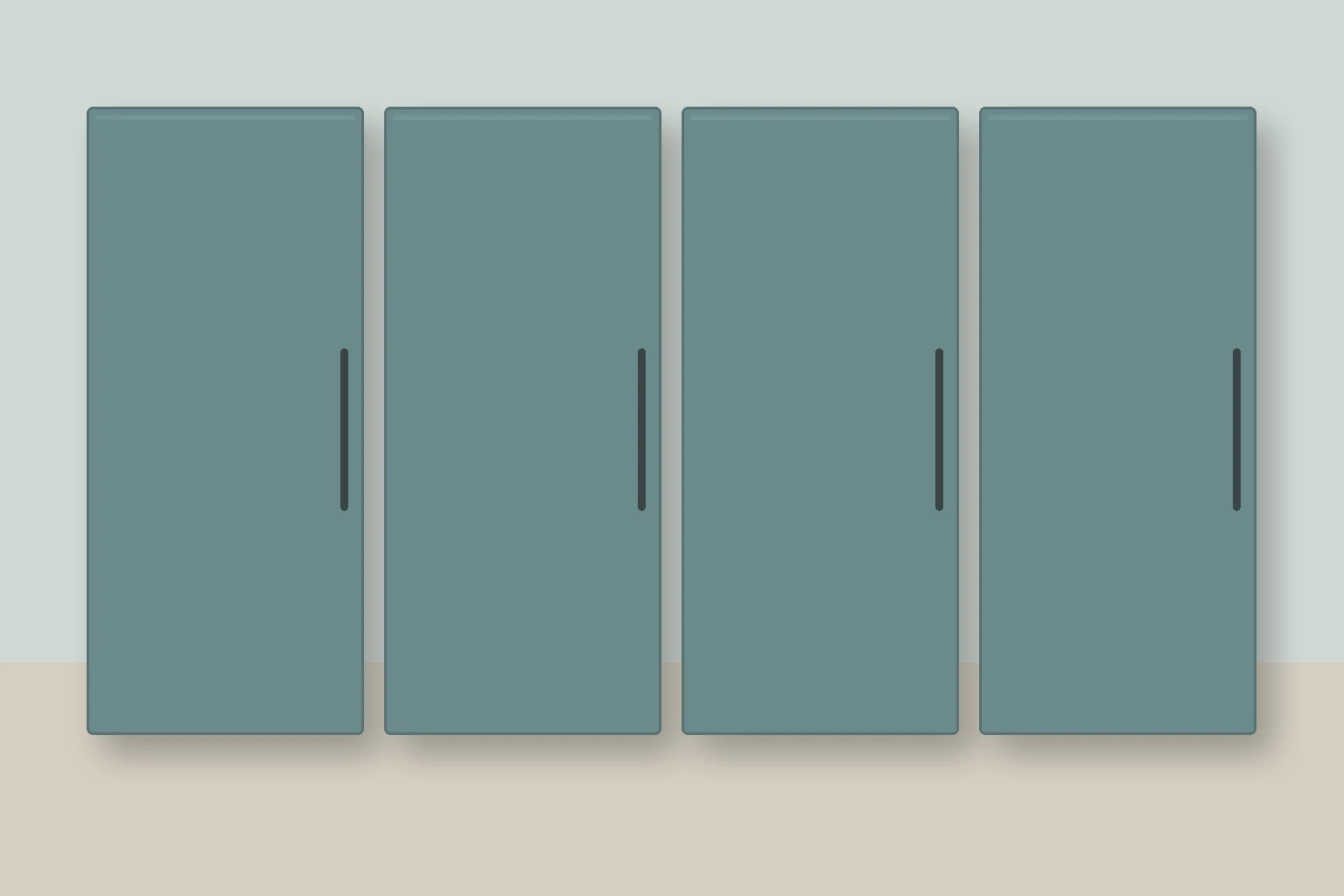 Køkken eksempel 1: L-køkken. Epoq Trend, Ocean Breeze. Vejledende AI-visualisering.