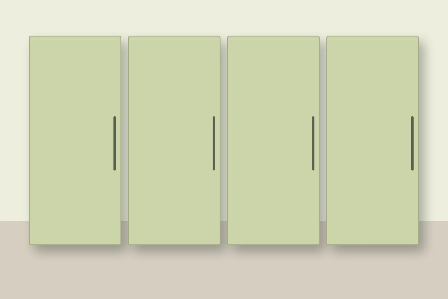 Køkken eksempel 1: L-køkken. Epoq Trend, Pistachio. Vejledende AI-visualisering.