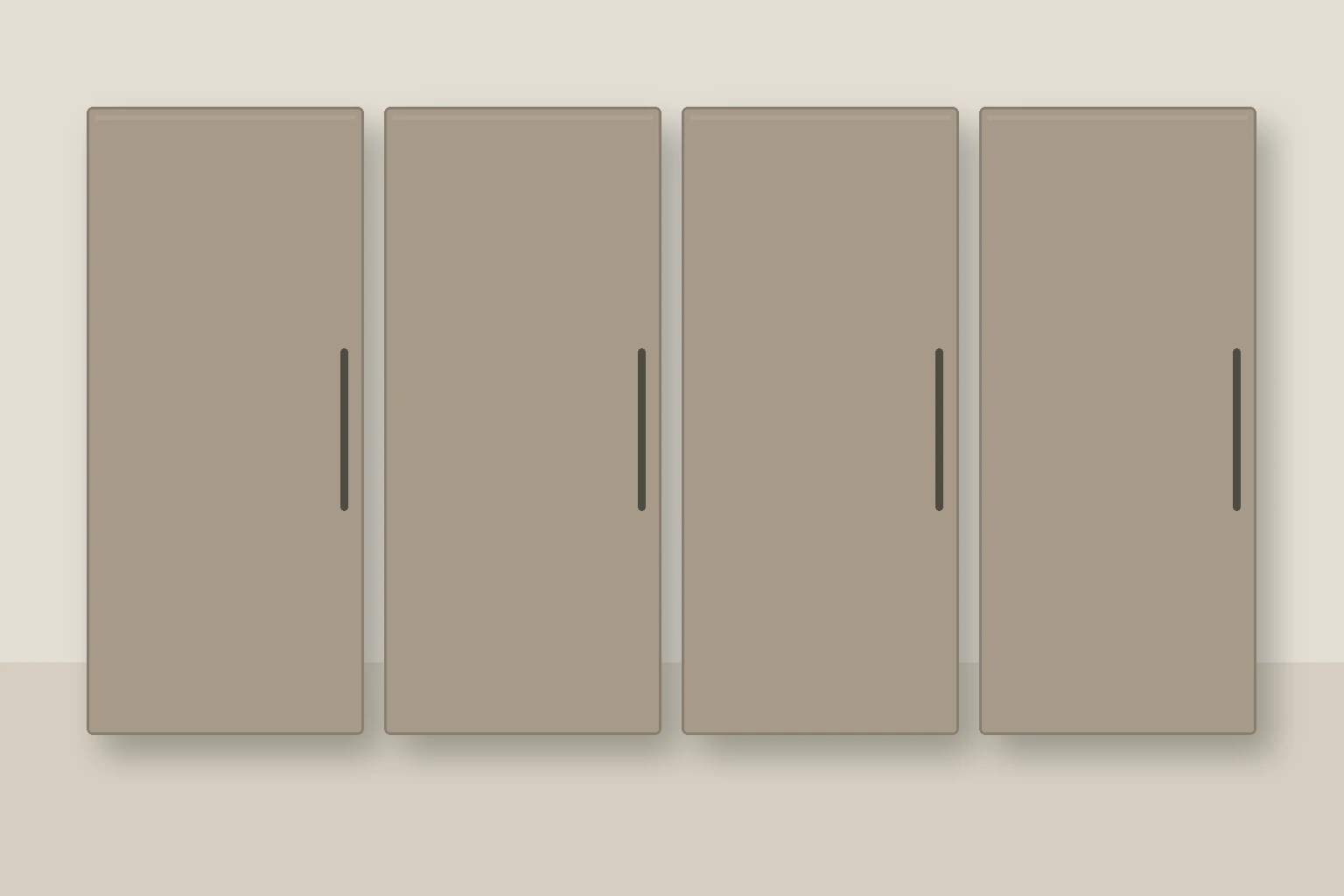 Køkken eksempel 1: L-køkken. Epoq Trend, Sand. Vejledende AI-visualisering.