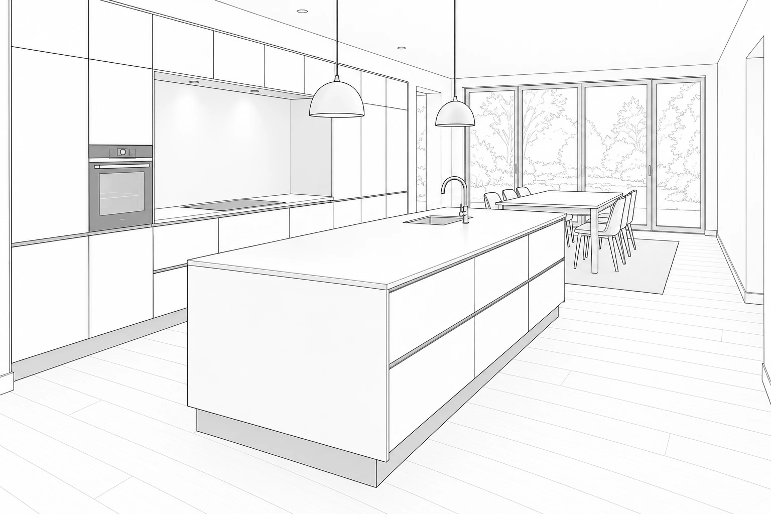 Room sketch: Kitchen example 2, Kitchen with island